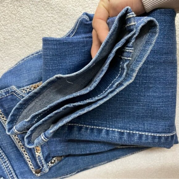 Wrangler Q Baby Med Wash Low Mid Rise Flap Pocket Straight Leg Jeans 28X36 - Picture 8 of 15